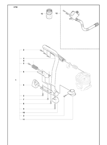 Front Handle And 03 Coupler Diagram and Parts List for K750 2008-10 Husqvarna Lawn Tractor Accessories