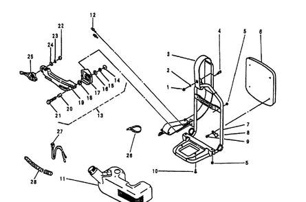 Throttle Assembly And Backpack Frame And Fuel Tank Diagram and Parts List for 145BF (Carb II)(2001-04) Husqvarna Leaf Blower / Vacuum