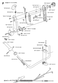 Handle And Controls Diagram and Parts List for 343R 20064000001-20103600000 Husqvarna Brush Cutter