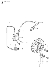 Ignition System Diagram and Parts List for K950CHAIN 2007-01 Husqvarna Circular Saw