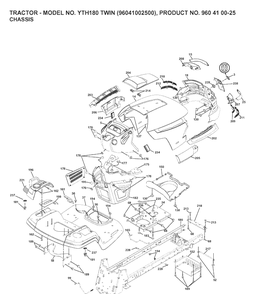 Chassis And Enclosures Diagram and Parts List for YTH180 (96041002500)(2007-02) Husqvarna Lawn Tractor