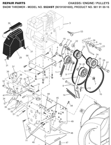 Chassis And Enclosures Diagram and Parts List for 5524ST (96191001600)(2007-07) Husqvarna Snow Blower