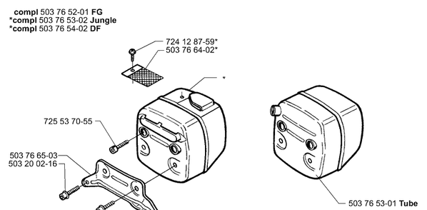 Muffler Diagram and Parts List for 362EPA 2001-10 Husqvarna Chainsaw