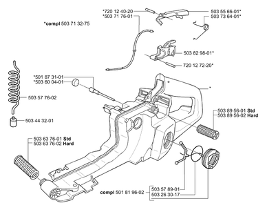 Fuel Tank/Rear Handle Diagram and Parts List for 365EPA 2003-11 Husqvarna Chainsaw