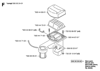 Air Filter Diagram and Parts List for R15-V2 (953533701)(2006-01) Husqvarna Lawn Tractor