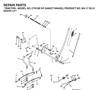 Mower Lift / Deck Lift Diagram and Parts List for CTH180XP (HAUCT18H42G)(2005-04) Husqvarna Lawn Tractor