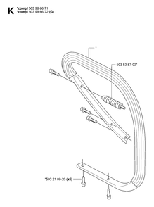 Handle 2 Diagram and Parts List for 390XP-XPG-XPW 20064000001 & Above Husqvarna Chainsaw