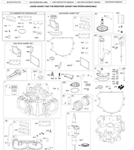 Briggs Engine Image 1 Diagram and Parts List for YTH22V46 (917289630)(2010-05) Husqvarna Lawn Mower