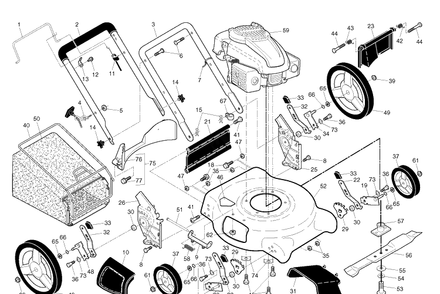 Frame And Engine Diagram and Parts List for 6021P (96133001102)(2010-11) Husqvarna Lawn Mower