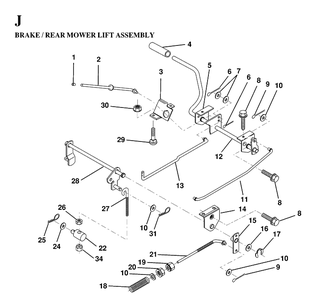 Brake / Rear Mower Lift Diagram and Parts List for LT130 (HE1336D)(1997-03) Husqvarna Lawn Tractor
