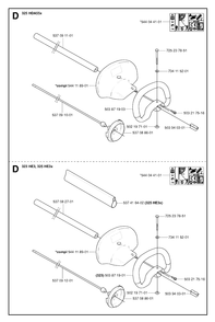 Shaft And Handle Diagram and Parts List for 325HDA55X 20054000001 & Above Husqvarna Hedge Trimmer
