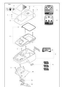 Cylinder Cover Assy And Filter Bottom And Filter Cover And Air Nozzle Diagram and Parts List for K760 2009-12 Husqvarna Lawn Tractor Accessories