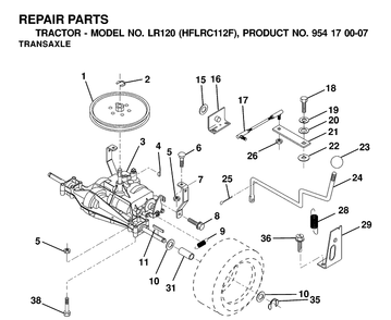 Transmission Diagram and Parts List for LR120 (HFLRC112F)(2000-03) Husqvarna Lawn Tractor