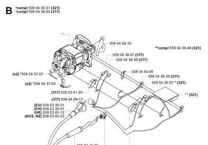 Part Location Diagram of 508043705 Husqvarna Brush