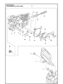Chain Brake And Clutch Cover Diagram and Parts List for 540XP Mark III Husqvarna Chainsaw