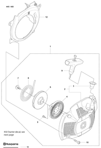 Starter Diagram and Parts List for 450 2007-03 Husqvarna Chainsaw
