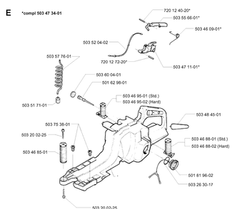 Fuel Tank Diagram and Parts List for 394XP 19960100001-19980900000 Husqvarna Chainsaw