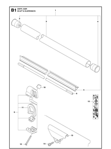 Shaft And Suspension Diagram and Parts List for 335FR  Husqvarna Brush Cutter