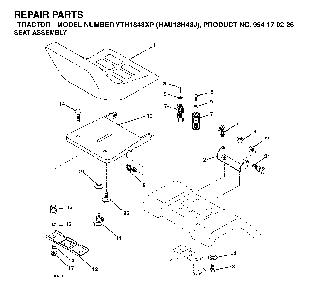 Seat Diagram and Parts List for YTH1848XP (HAU18H48J, 954170226)(2004-09) Husqvarna Lawn Tractor