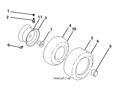 Wheels And Tires Diagram and Parts List for GT52XLS (96043015900)(2012-09) Husqvarna Lawn Tractor