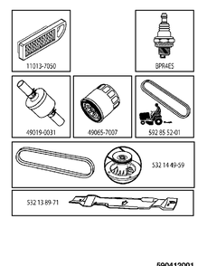 Frequently Used Parts Diagram and Parts List for TS242 (96041041400)(2017-09) Husqvarna Lawn Tractor