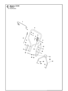 Handle Diagram and Parts List for WB53SE  Husqvarna Lawn Mower