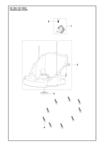 Crankcase Cover Diagram and Parts List for HS139A531450601 HS 139AE 531450801, 531450802 Husqvarna Engine