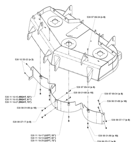 Part Location Diagram of 539111629 Husqvarna BAFFLE, LEFT, 72