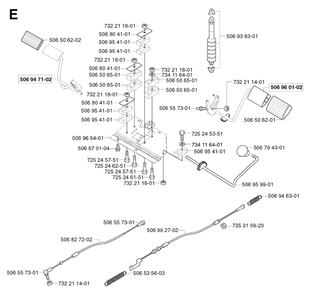 Pedals Diagram and Parts List for PF21 2002-03 Husqvarna Lawn Tractor