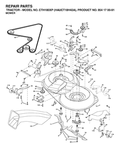 Mower Deck / Cutting Deck Diagram and Parts List for CTH180XP (HAUCT18H42A)(2003-01) Husqvarna Lawn Tractor