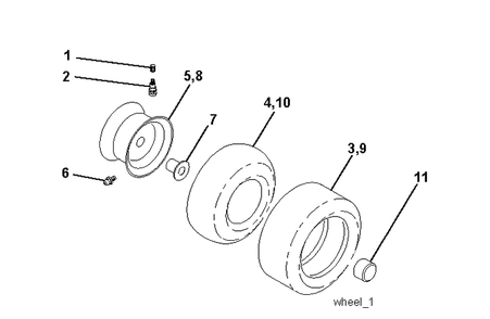 Wheels And Tires Diagram and Parts List for CTH150 (96061018202)(2007-09) Husqvarna Lawn Tractor