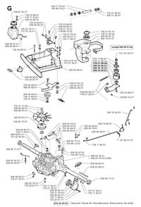 Transmission Diagram and Parts List for PF1200 1998-03 Husqvarna Lawn Tractor