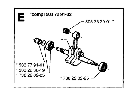 Crankshaft Diagram and Parts List for 371XP 19954900001-19960900000 Husqvarna Chainsaw