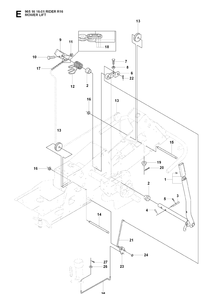 Mower Lift / Deck Lift Diagram and Parts List for RIDER16 (965161601)(2007-06) Husqvarna Lawn Mower