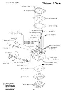 Carburetor Hs 304a (Epa) Diagram and Parts List for 265RXEPA 2002-08 Husqvarna Brush Cutter