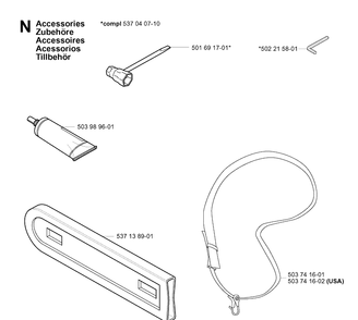 Accessories Diagram and Parts List for 325P 20010500001-20010500001 Husqvarna Pole Saw