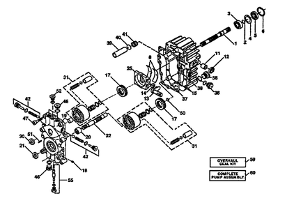 Pump Assembly Diagram and Parts List for YTH142 (954000352-A)(1991-08) Husqvarna Lawn Tractor