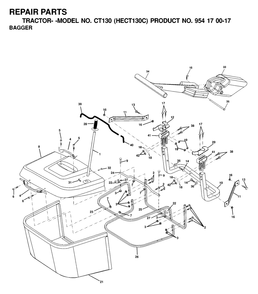 Bagger Diagram and Parts List for CT130 (954170017-C)(2000-03) Husqvarna Lawn Tractor
