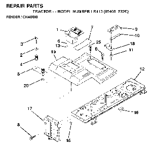 Chassis And Enclosures Diagram and Parts List for LR110 (954001232C)(1995-08) Husqvarna Lawn Tractor