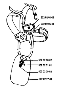Harness Assembly Diagram and Parts List for 140R 1980-02 Husqvarna Brush Cutter