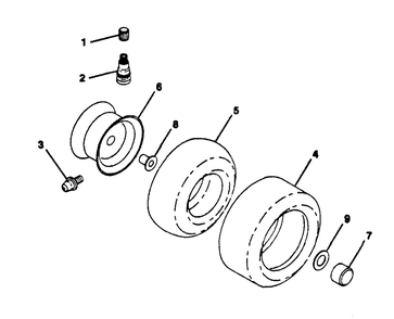 Wheels And Tires Diagram and Parts List for LR12 (954000762-A)(1994-01) Husqvarna Lawn Tractor