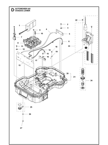 Chassis Lower Diagram and Parts List for 440 2019 Husqvarna Lawn Mower
