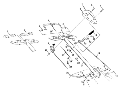 Handle Assembly Diagram and Parts List for 650RTT (954329172-A)(2003-01) Husqvarna Tiller