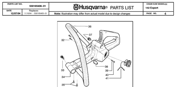 Ignition System Diagram and Parts List for 142 20050100001-20064900000 Husqvarna Chainsaw