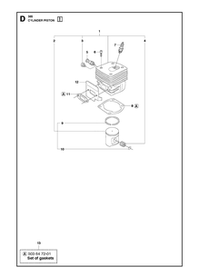 Cylinder Piston Diagram and Parts List for 365 20101800001-Current Husqvarna Chainsaw
