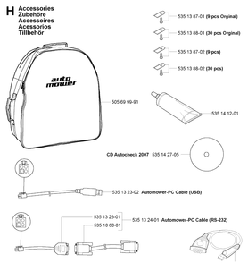 Accessories Diagram and Parts List for 230ACX 2007-05 Husqvarna Lawn Mower