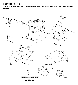 Engine Diagram and Parts List for YTH1848XP (HAU18H48A, 954170057)(2003-01) Husqvarna Lawn Tractor