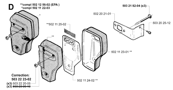 Muffler Diagram and Parts List for 240 20010100001 & Above Husqvarna Trimmer