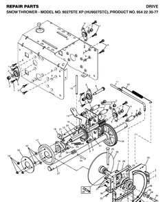 Drive Diagram and Parts List for 9027STE (HU9027STC)(2004-07) Husqvarna Snow Blower