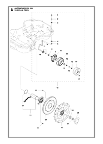 Wheels And Tires Diagram and Parts List for 550 2018 Husqvarna Lawn Mower
